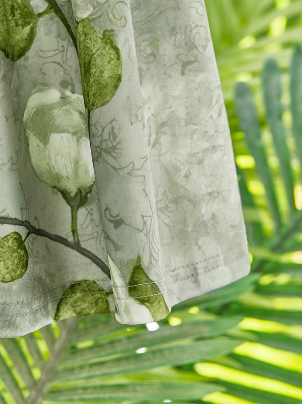 Floral Cotton Blends Vacation Short Sleeve Knit Handmade Dress