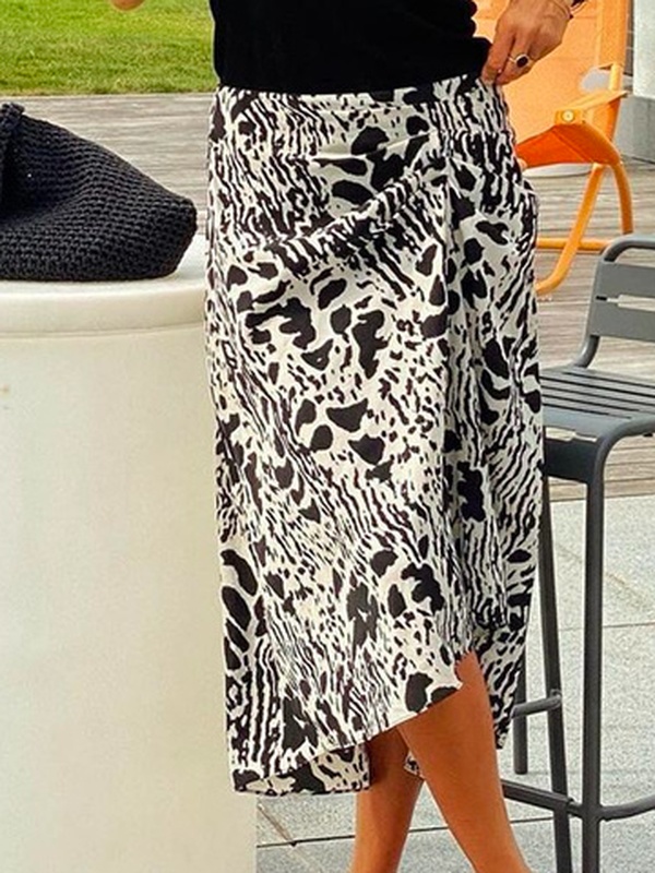 Loose Casual Abstract Graphic Skirt