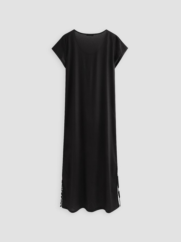 Crew Neck Geometric Loose Casual Boho Handmade Dress