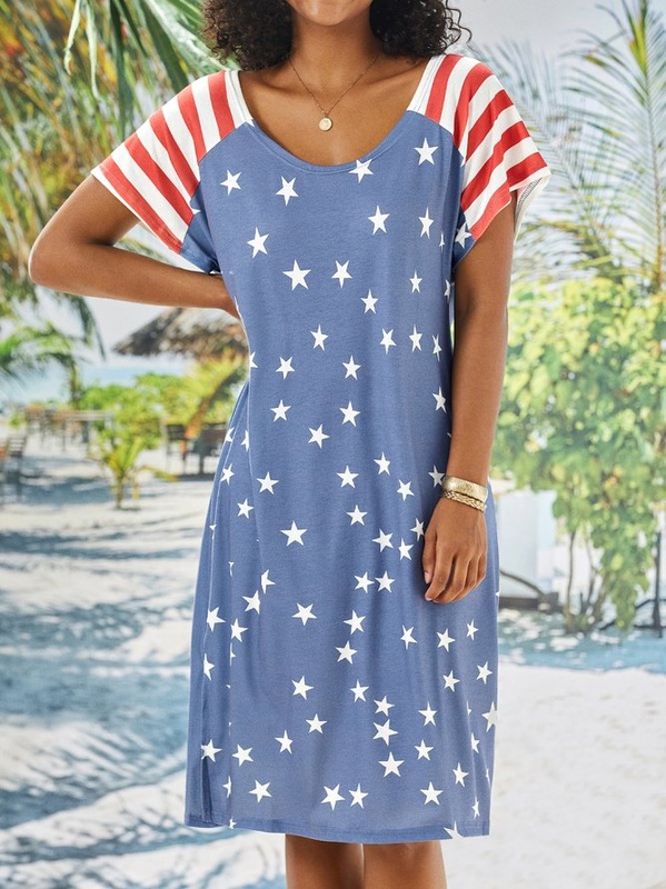 New Women Chic Vintage Boho Hippie Holiday Star Shift Short