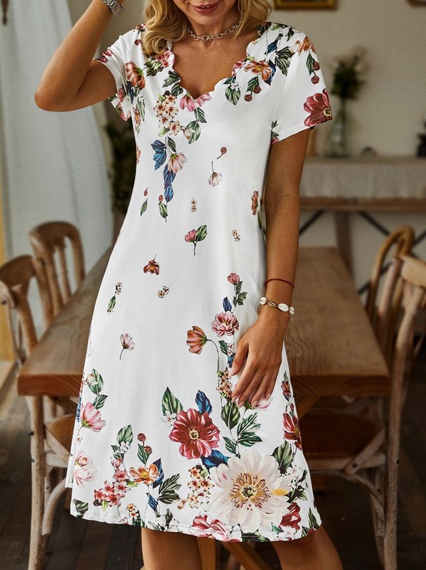 Casual Loosen Short Sleeve Knit Handmade Dress