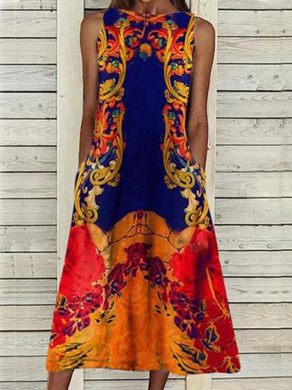 New Women Chic Plus Size Holiday Boho Vintage Sleeveless Tribal