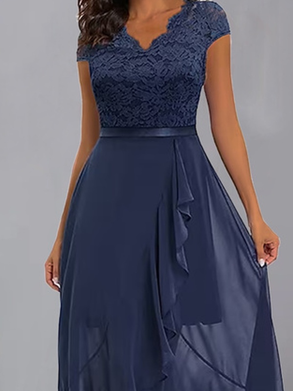 V Neck Split Joint Casual Handmade Dress