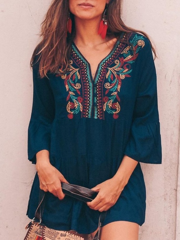 New Women Chic Plus Size Vintage Shift Square Neck Casual