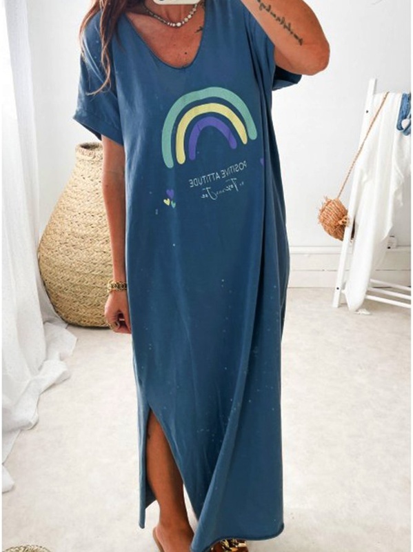 Short Sleeve Cotton Blend Knitting Handmade Dress