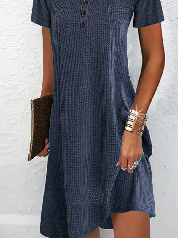 Casual Regular Fit Polyester Cotton Crew Neck Handmade Dress