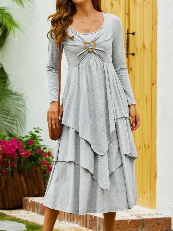 Casual Jersey Grommets Loose Handmade Dress