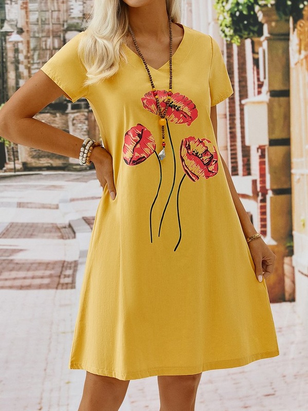 Casual Short Sleeve Knitting Handmade Dress