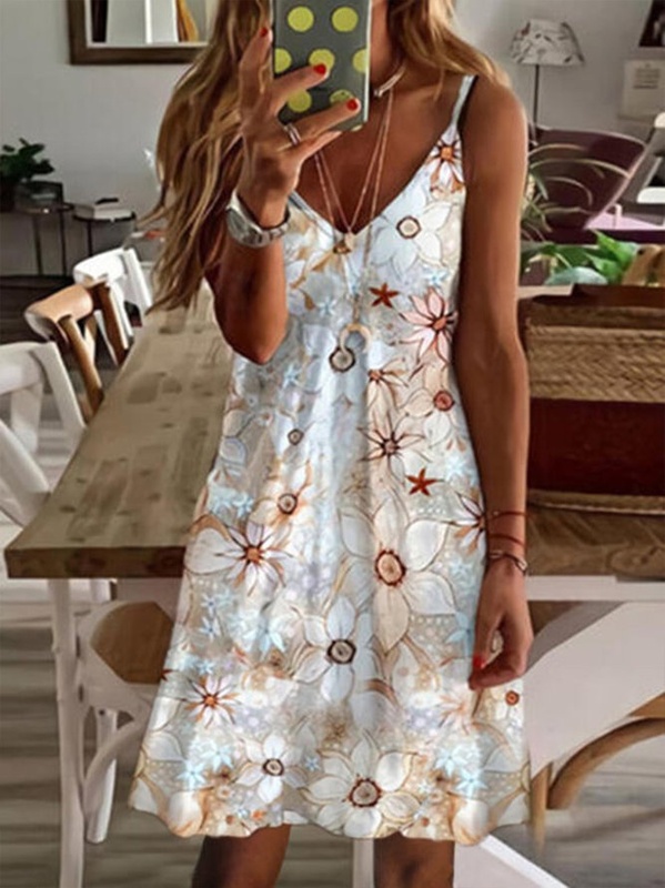 Regular Fit Floral Casual Short Sleeve Knit Handmade Dress