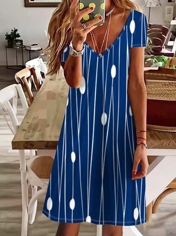 Loose Polka Dots V Neck Jersey Shorts