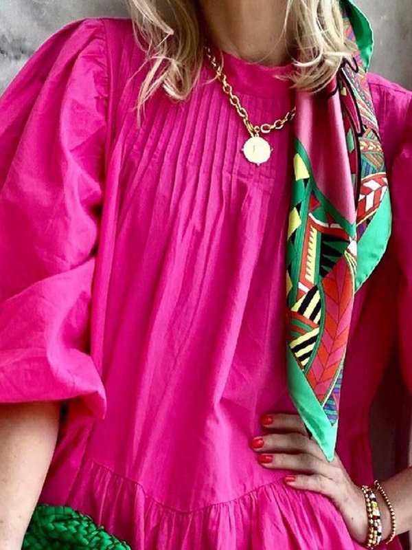 Boho A Line Balloon Sleeve Weaving Handmade Dress