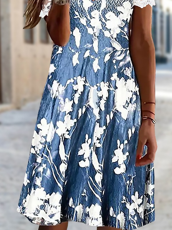 Lace Loose Jersey Casual Handmade Dress