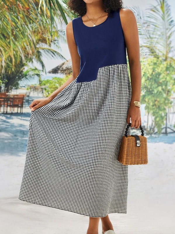 Black Casual Sleeveless Weaving Handmade Dress