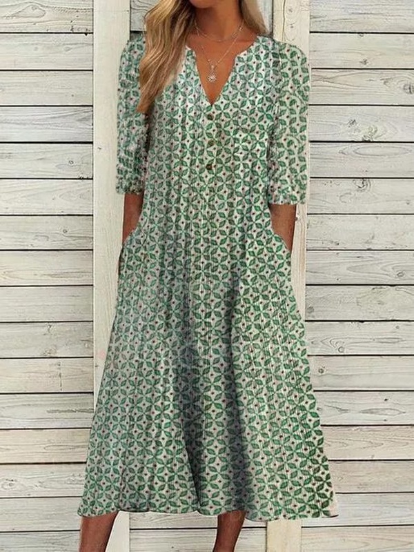 Cotton Half Sleeve Weaving Handmade Dress