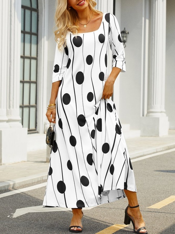 Geometric Printed Casual Handmade Dress