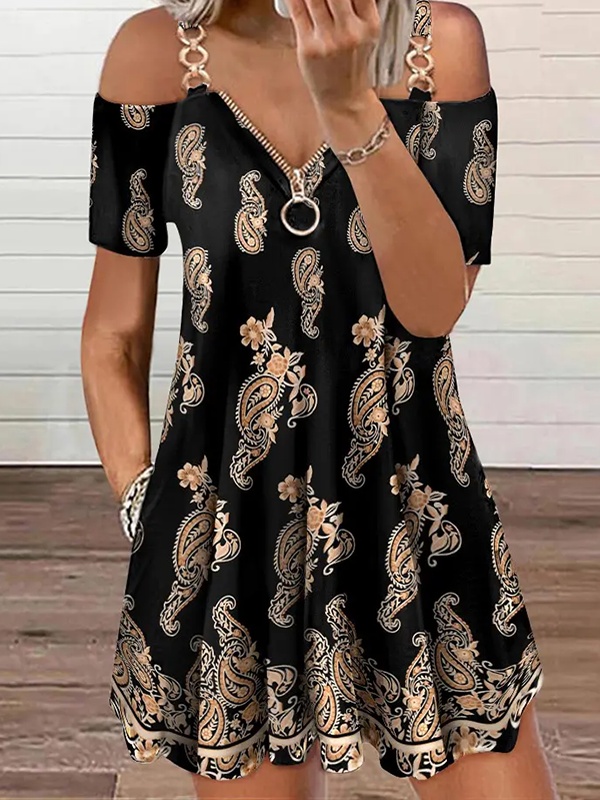 Ethnic Short sleeve V Neck Casual Handmade Dresses