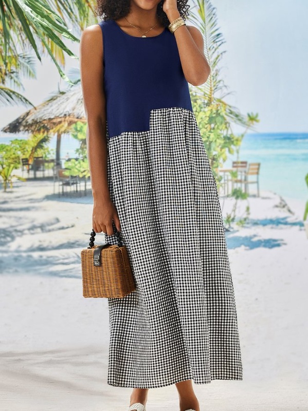 Black Casual Sleeveless Weaving Handmade Dress