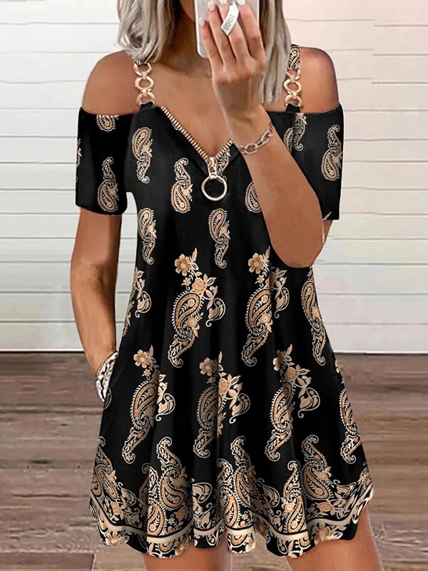 Ethnic Short sleeve V Neck Casual Handmade Dresses