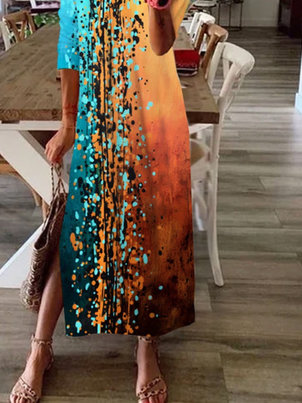 Women Casual Abstract Autumn Natural Daily Loose Jersey Regular Medium