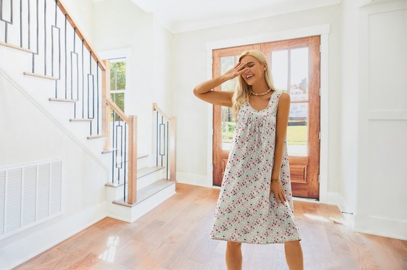 Floral Print Beach Women Summer Midi Weaving Handmade Dress