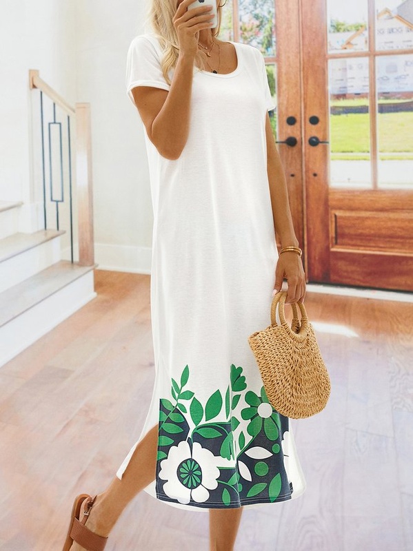 White Shift Casual Knitting Handmade Dress