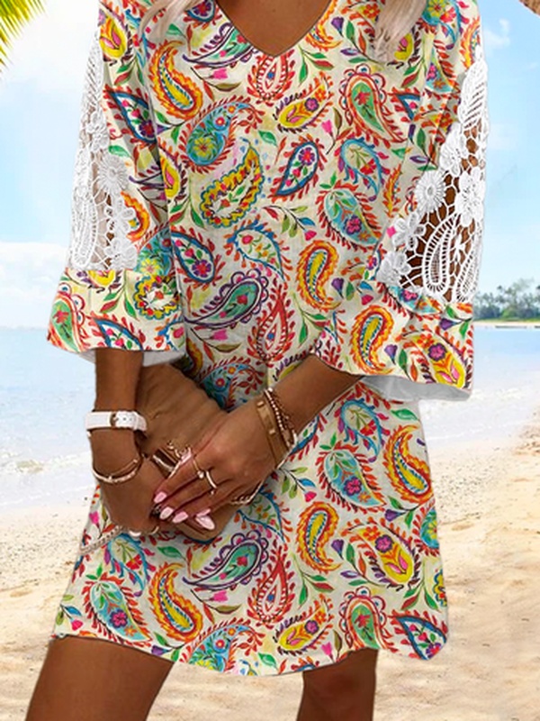 Ethnic Casual Lace Handmade Dress