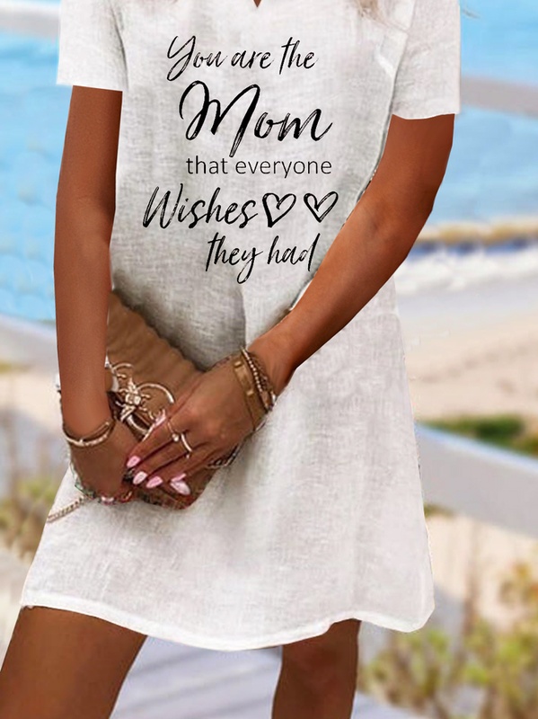 Cotton Text Letters Casual Others Handmade Dress