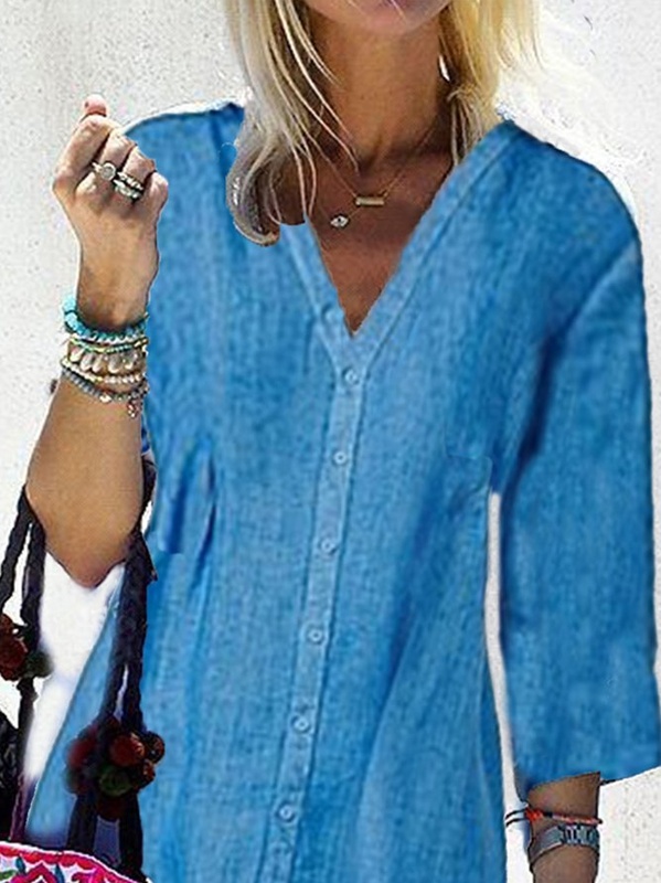 Plus Size Vintage Boho Shift V Neck Holiday 3 4