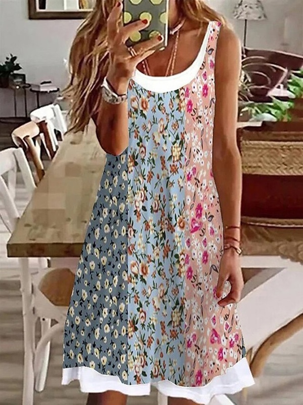 Casual Loose Floral Handmade Dress