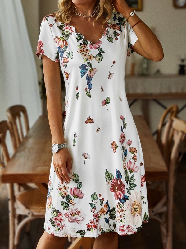 Casual Loosen Short Sleeve Knit Handmade Dress