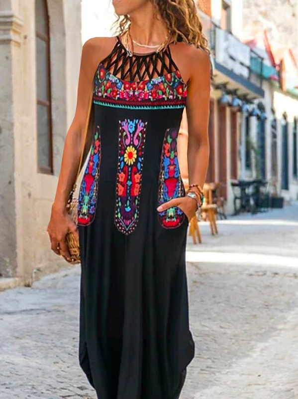 Cut Outs Casual Ethnic Handmade Dress