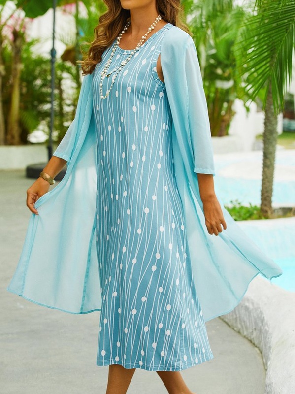 Chiffon Crew Neck Two Piece Set