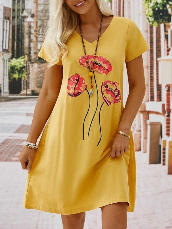 Casual Short Sleeve Knitting Handmade Dress