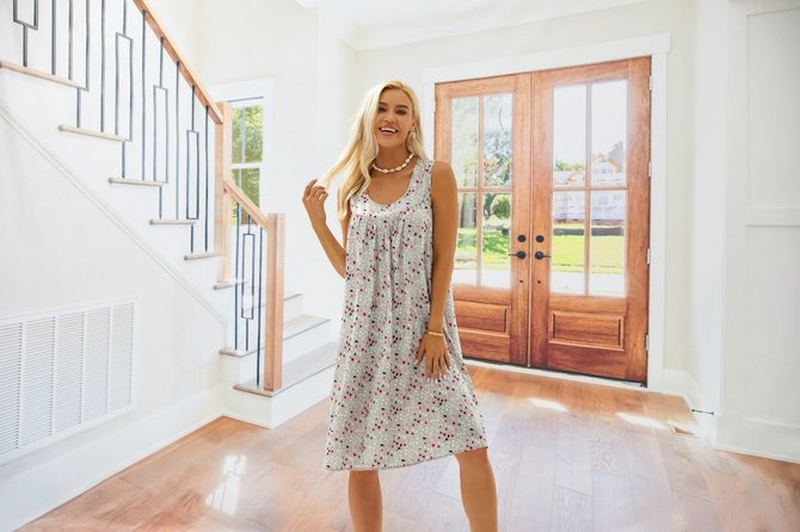 Floral Print Beach Women Summer Midi Weaving Handmade Dress