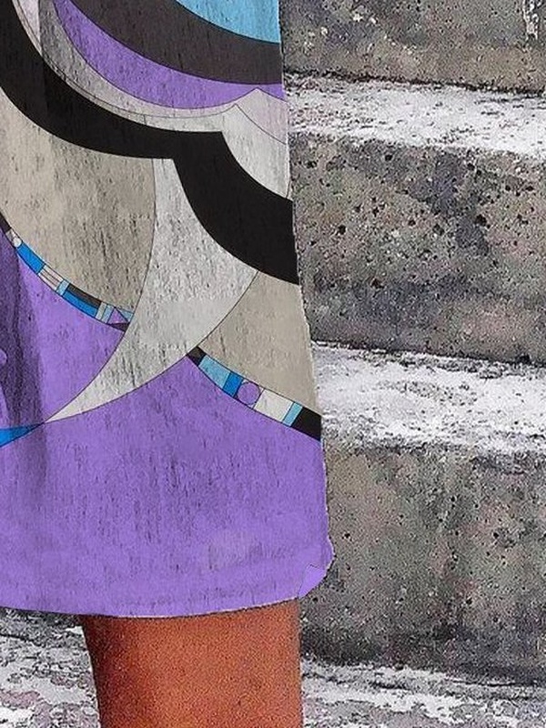 Shift Holiday V Neck Short Sleeve Weaving Handmade Dress