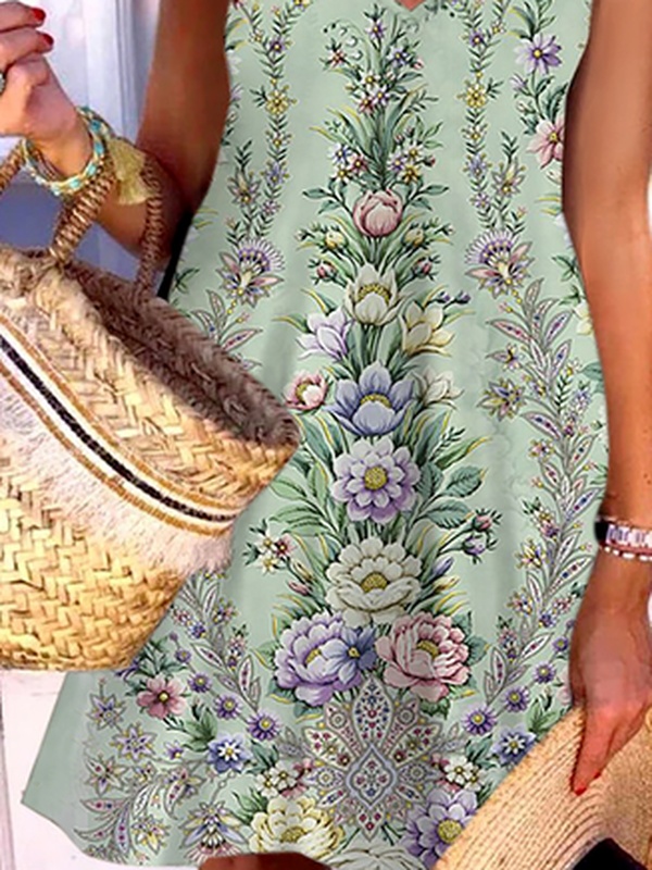 Floral Short Sleeve Handmade Dress