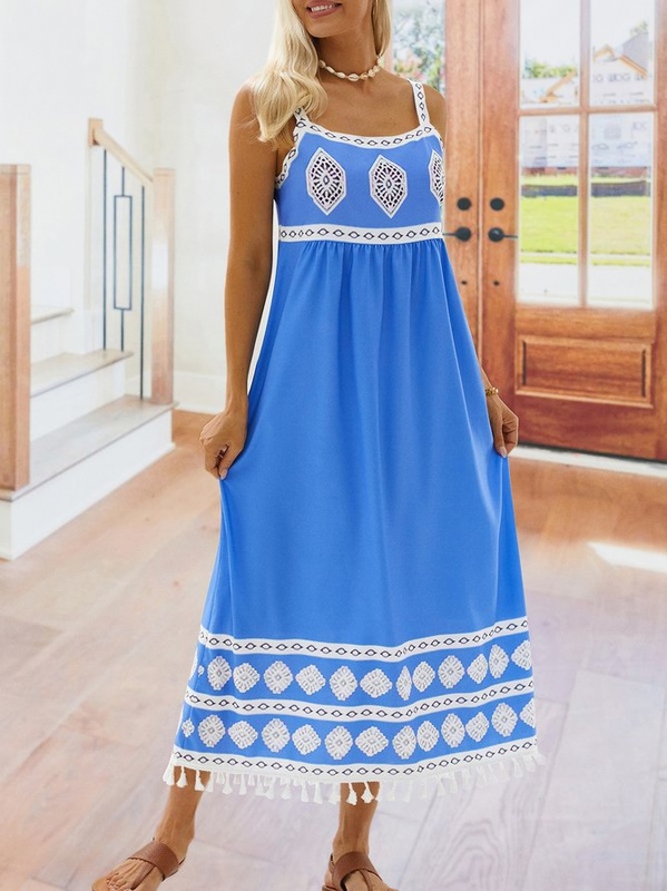 Bohemian loose casual large size Handmade Dress