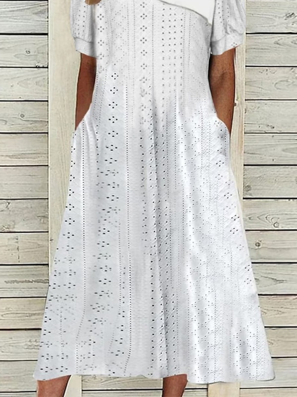 Polyester Cotton Casual Asymmetrical Plain Handmade Dress