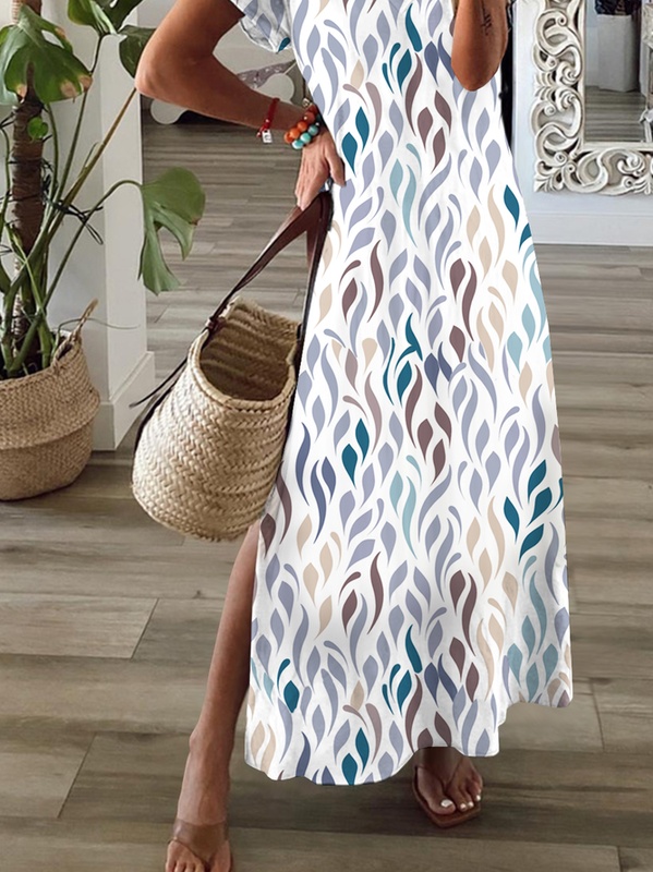 Casual Loose V Neck Handmade Dress