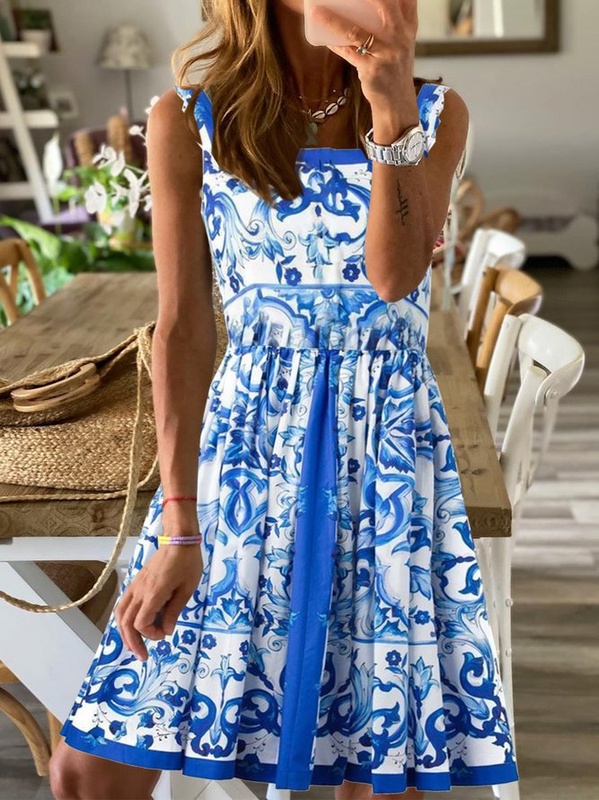 Sleeveless Ombre tie Dye Holiday Weaving Handmade Dress