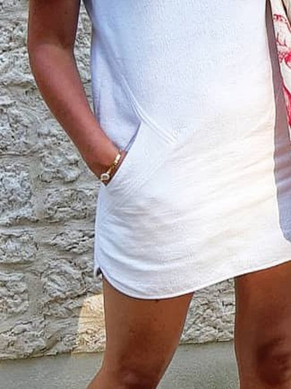 Pocket Stitching Loose Casual Crew Neck Handmade Dress