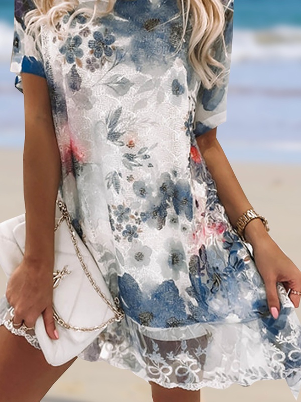 Vacation Loose Floral Lace Handmade Dress