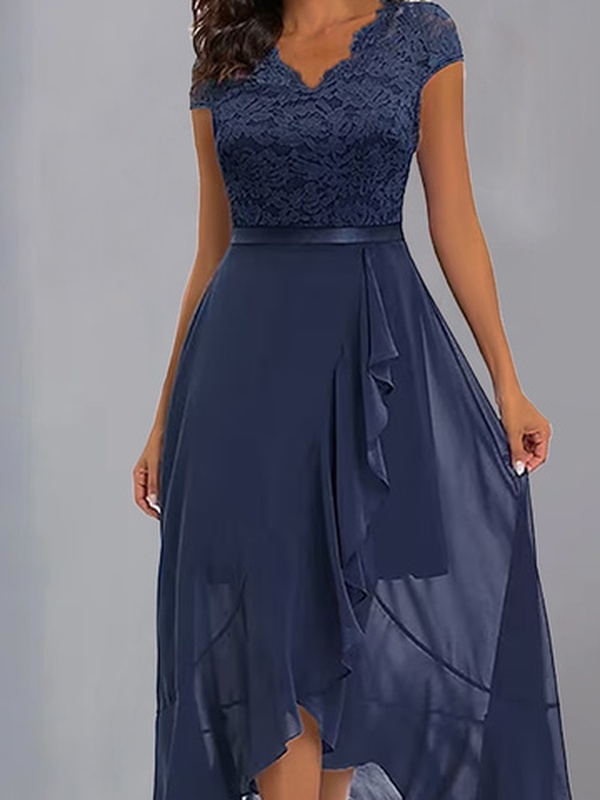 V Neck Split Joint Casual Handmade Dress