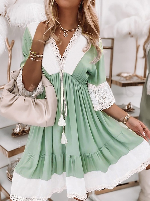 Plus size Casual Half sleeve Handmade Dress