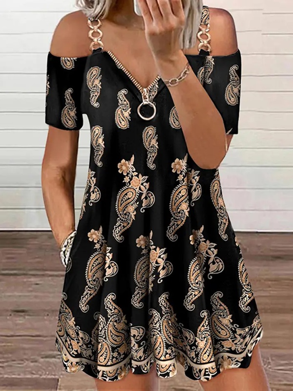 Ethnic Short sleeve V Neck Casual Handmade Dresses