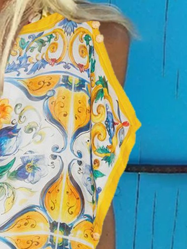 Crew Neck Shift Holiday Short Sleeve Off Shoulder Weaving Handmade Dress