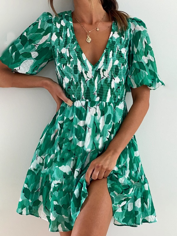 Scramble Vacation Leaf Handmade Dress