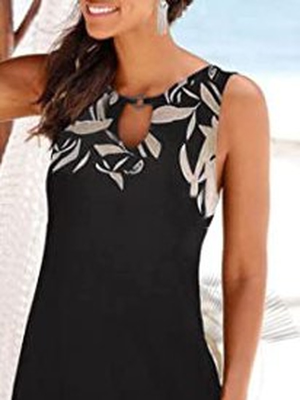 Casual Notched Floral Loose Handmade Dress