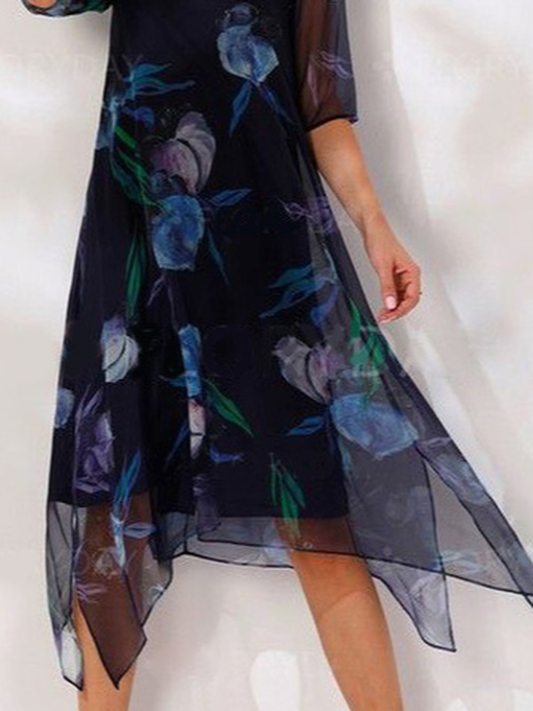 Crew Neck Loose Casual Handmade Dress