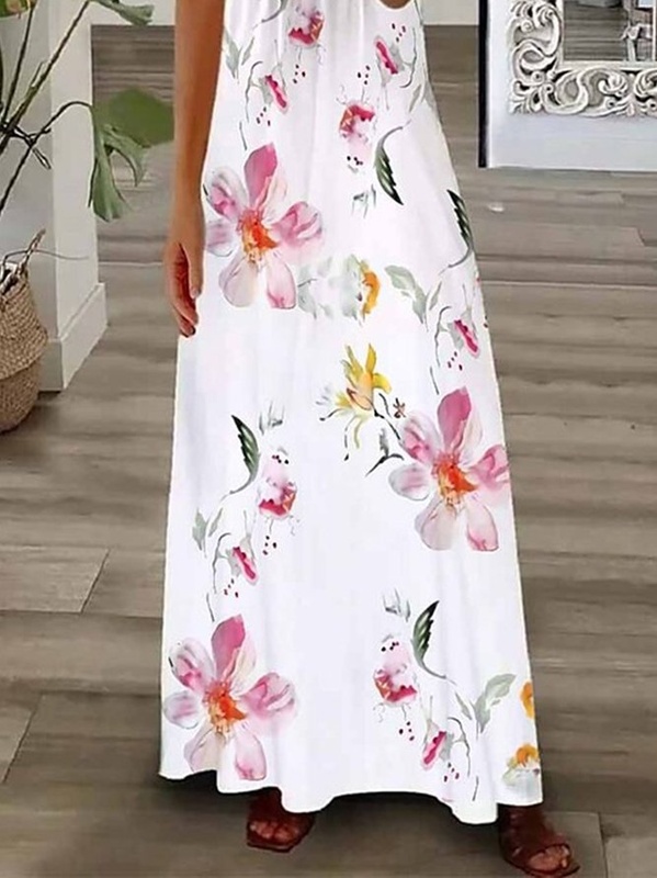 Floral Casual Vacation Lace Loose Maxi Handmade Dress